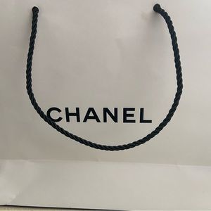 Chanel White and Black Shopping Bag with Handle slight damage